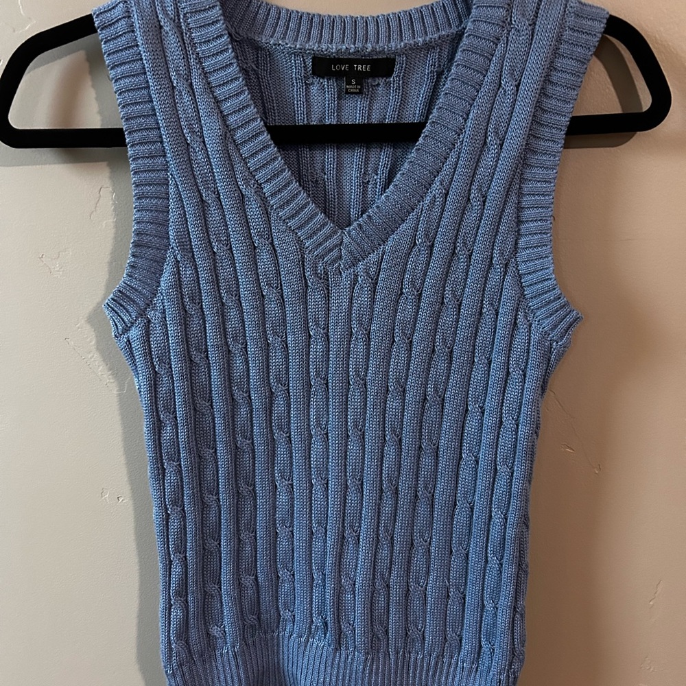 Love Tree Sky Blue V-Neck Sweater Vest
